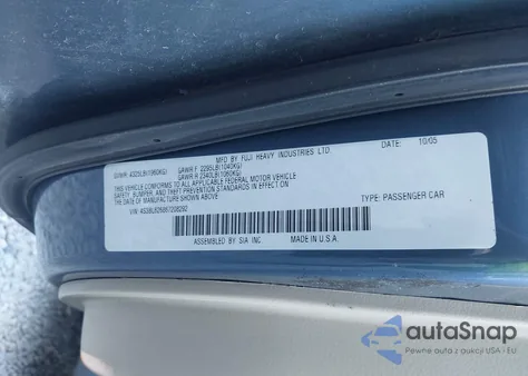 2006 Subaru Legacy 2.5I/2.5I Limited z USA, uszkodzony, nr VIN 4S3BL626867208292